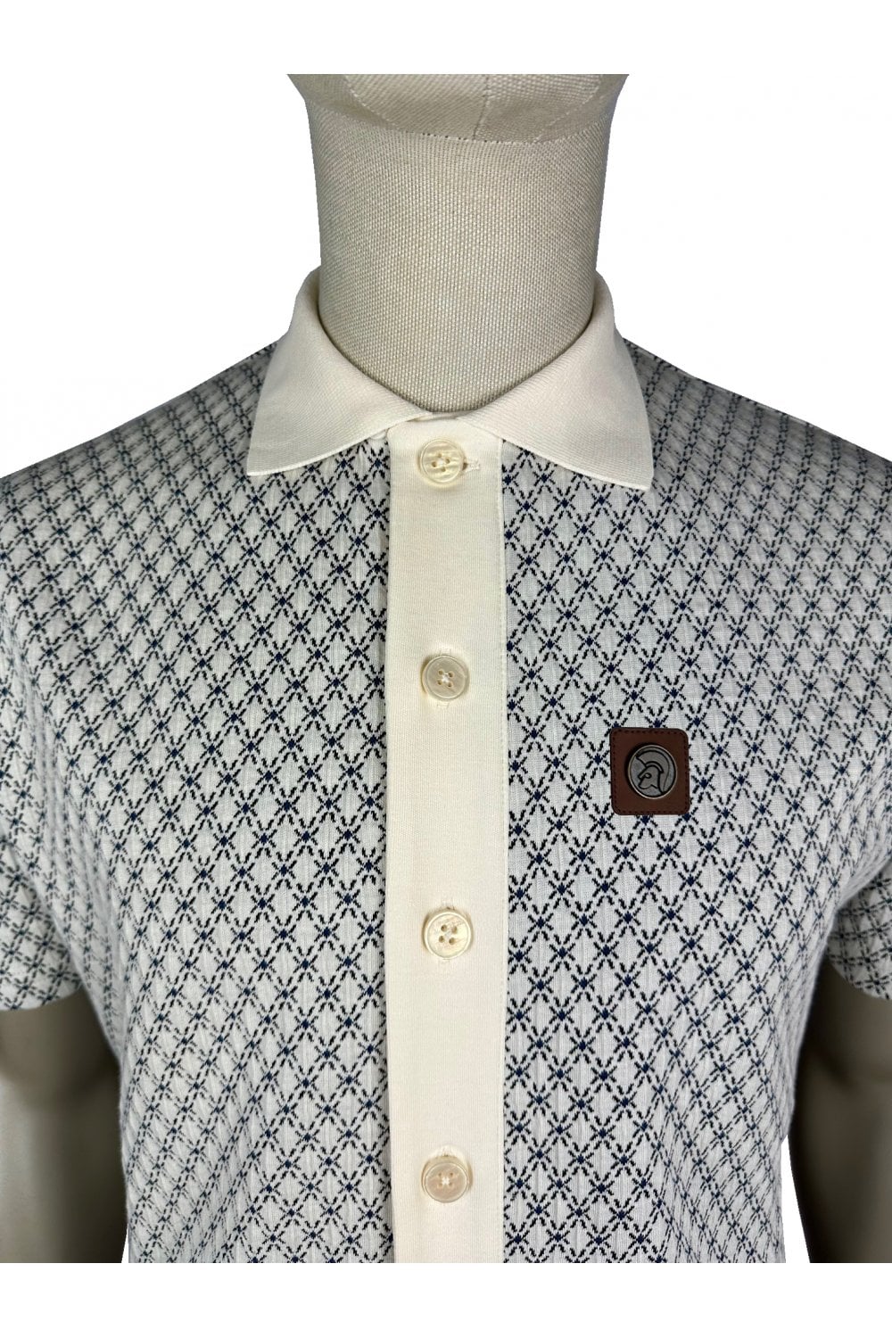 TROJAN Diamond Jacquard Polo Ecru TR/9079 - 378 - Image 2