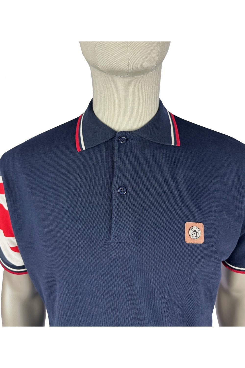 Trojan Flag Sleeve Pique Polo TR/9022 Navy - 126 - Image 5