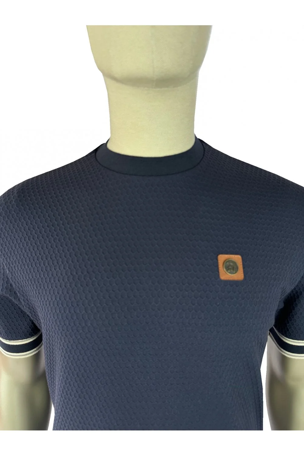 TROJAN Geometric Stripe Rib Tee Navy TR/9093 - 387 - Image 2