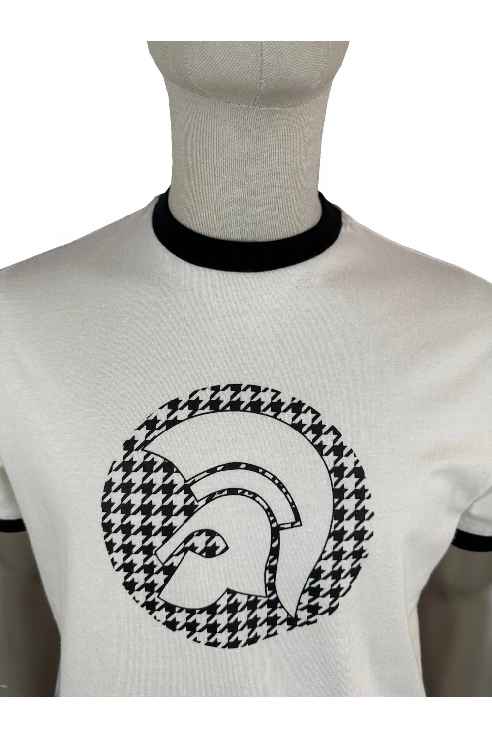 TROJAN Houndstooth Logo Tee TR/8989 Ecru - 230