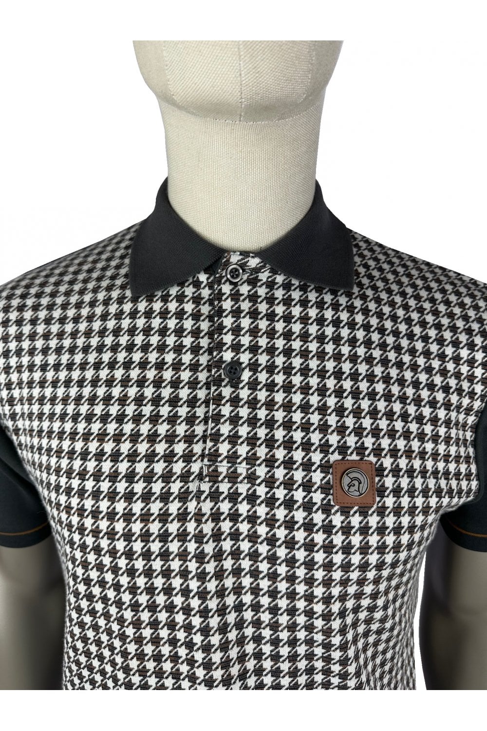TROJAN Houndstooth Panel Polo TR/9020 Charcoal - 006 - Image 2