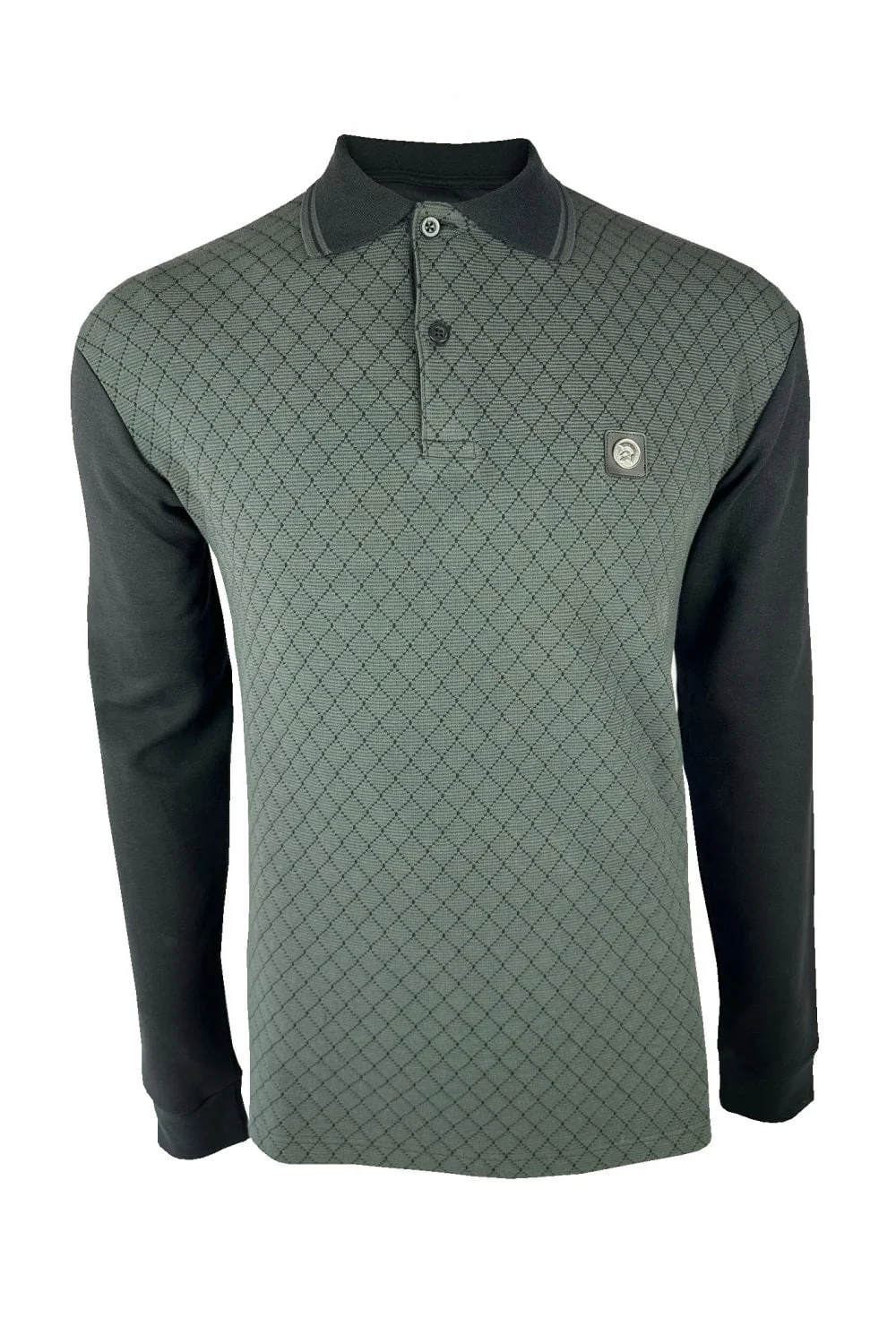 TROJAN Ottoman Rib Panel Polo L/S TR/9026 Black - 017