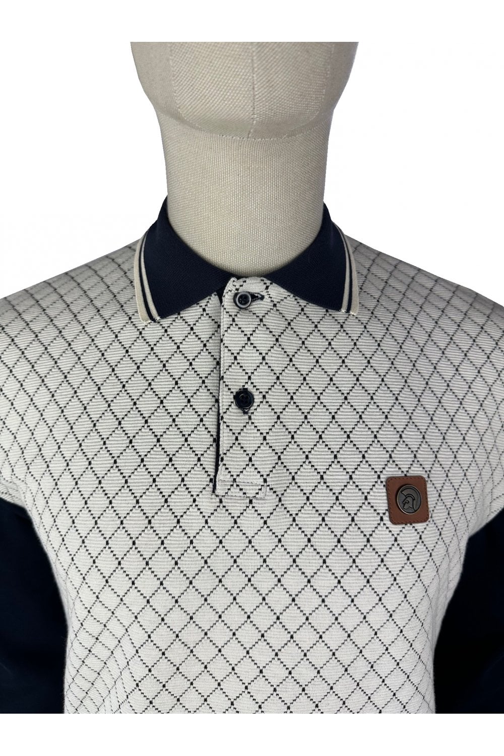 TROJAN Ottoman Rib Panel Polo L/S TR/9026 Navy - 033 - Image 2
