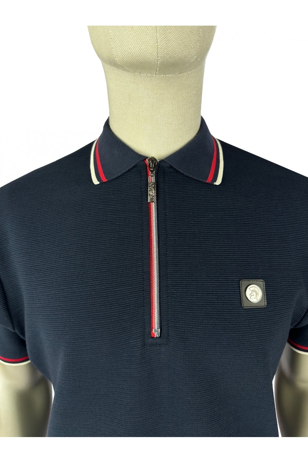 TROJAN Ottoman Rib Zip Polo Navy TR/9023 - 009 - Image 2