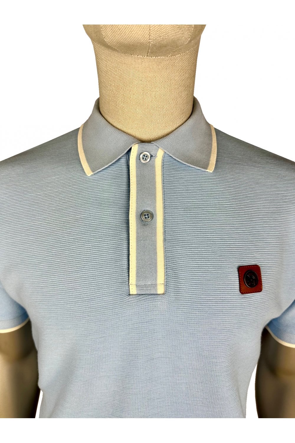 TROJAN Ottoman Stripe Trim Polo TR/9080 Powder Blue - 137 - Image 2