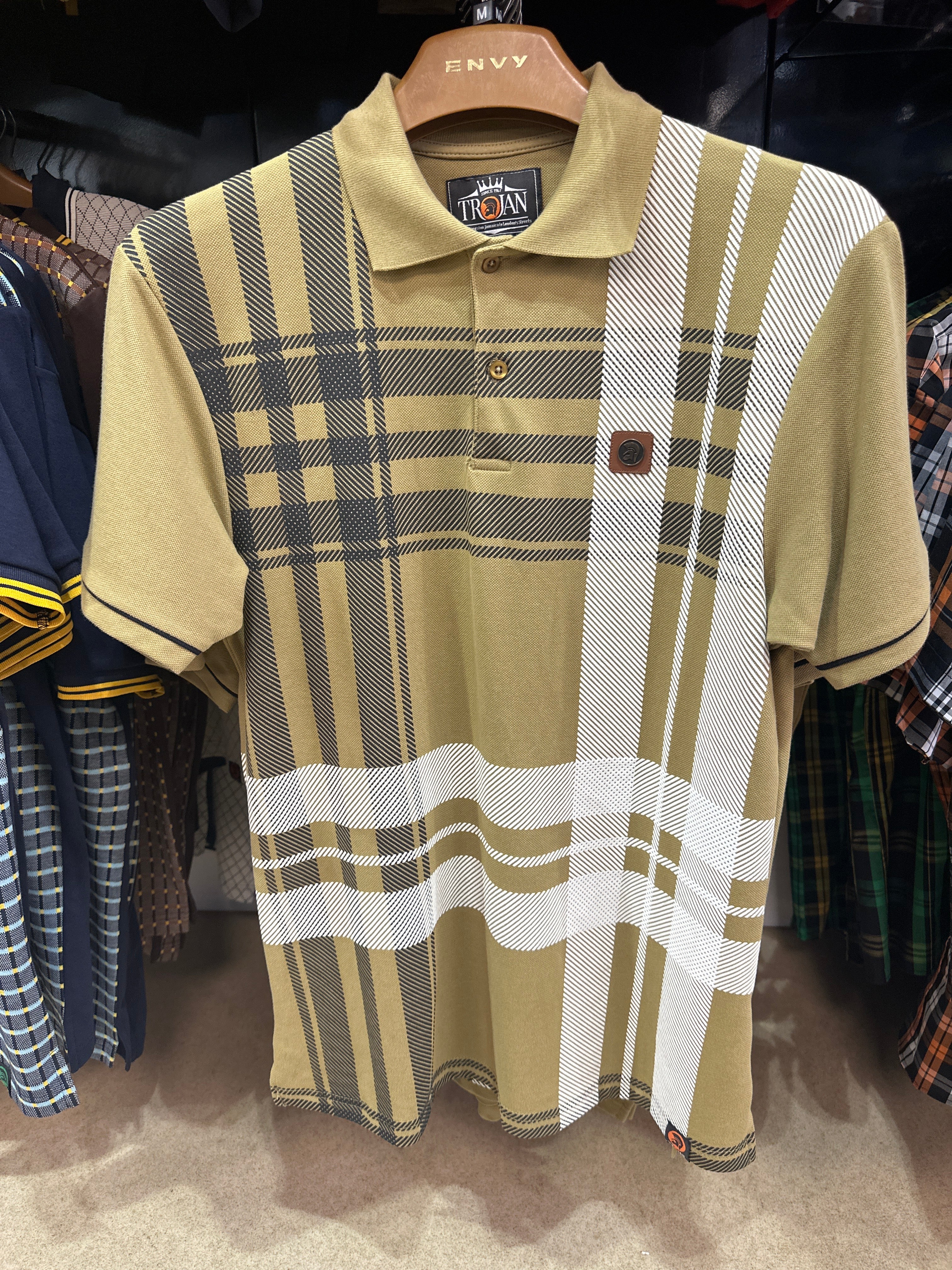 TROJAN Oversize Check Panel Polo TR/8921 Camel - 003 - Image 3