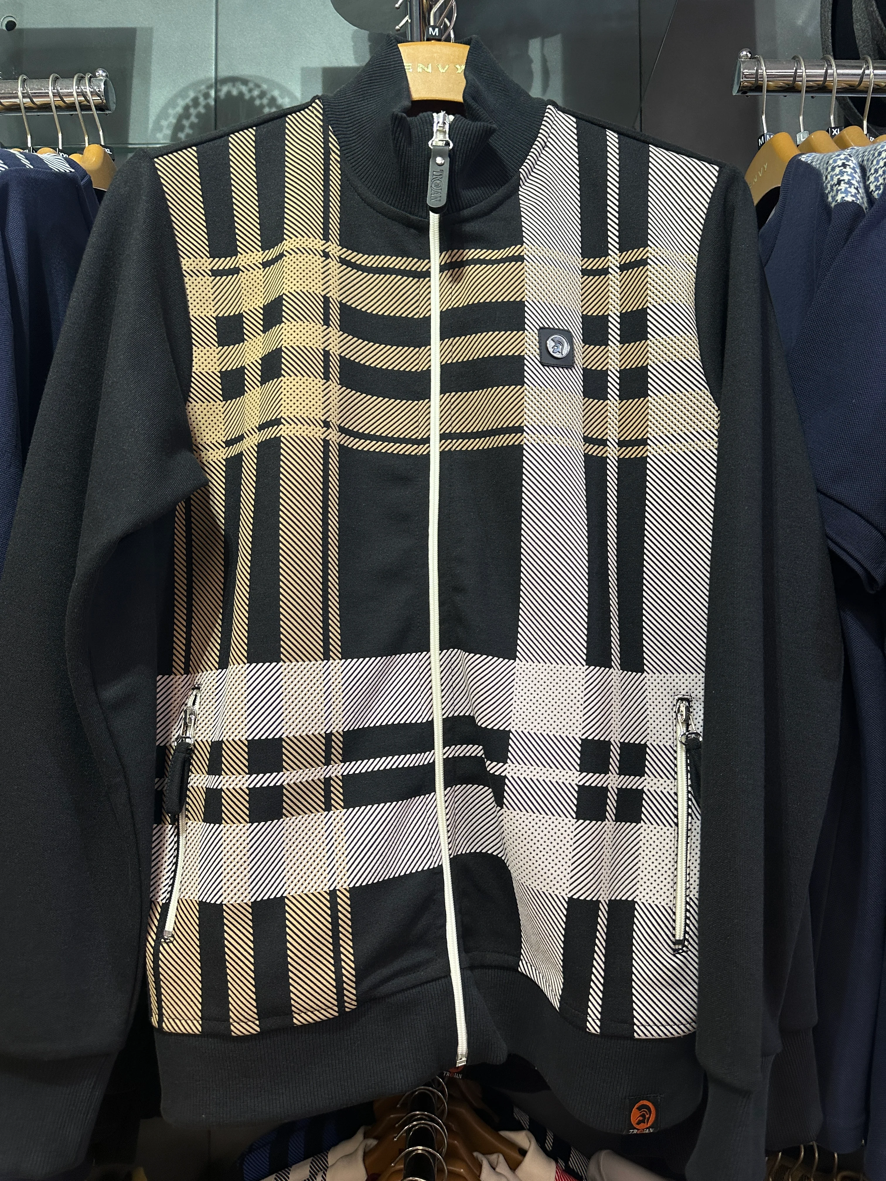 TROJAN Oversize Check Track Top TR/8850 Black - 490 - Image 3