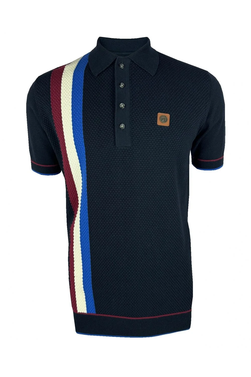 TROJAN Racing Stripe Fine Gauge Knit Polo TR/9013 Navy - 298