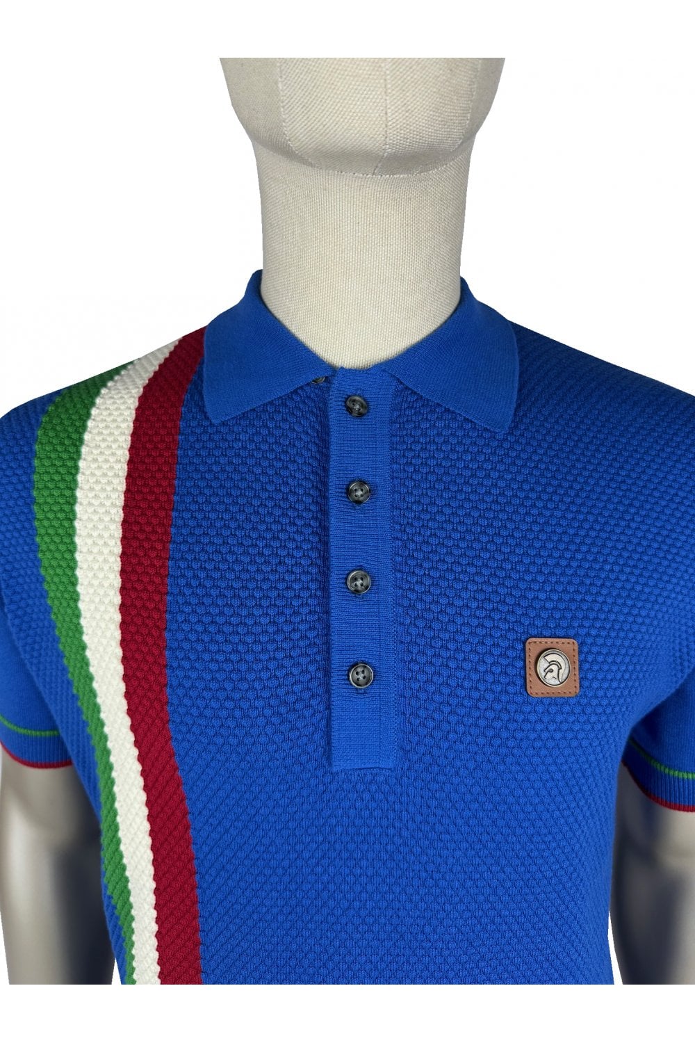 Trojan Racing Stripe Fine Gauge Polo TR/9063 Cobalt Blue - 370 - Image 2