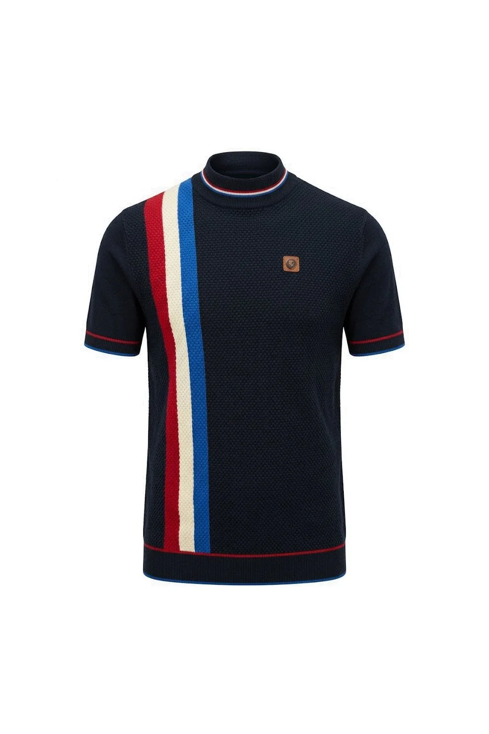 TROJAN Racing Stripe Fine Gauge Turtle Neck Tee Navy TR/9064 - 382