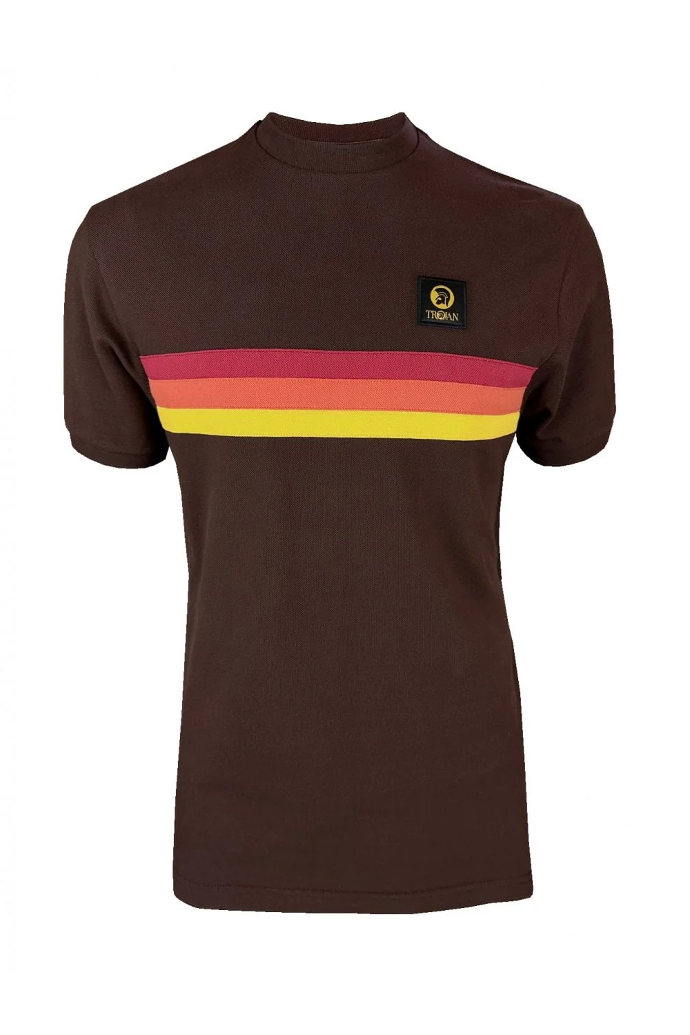 TROJAN Retro Stripe Pique Tee TR/8994 Chocolate Brown - 217