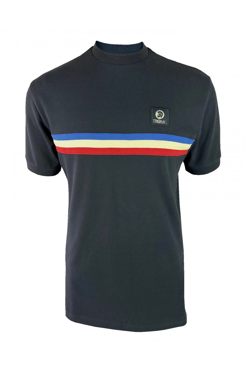 TROJAN Retro Stripe Pique Tee TR/9039 Navy Blue - 175