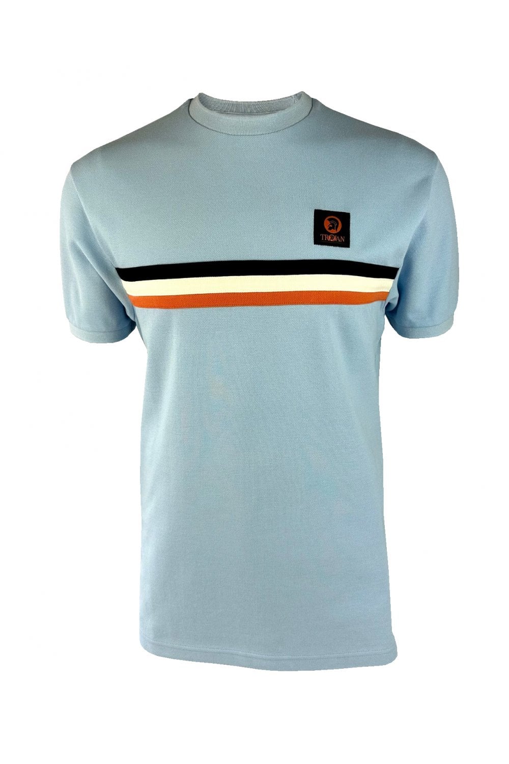TROJAN Retro Stripe Pique Tee TR/9039 Powder Blue - 174