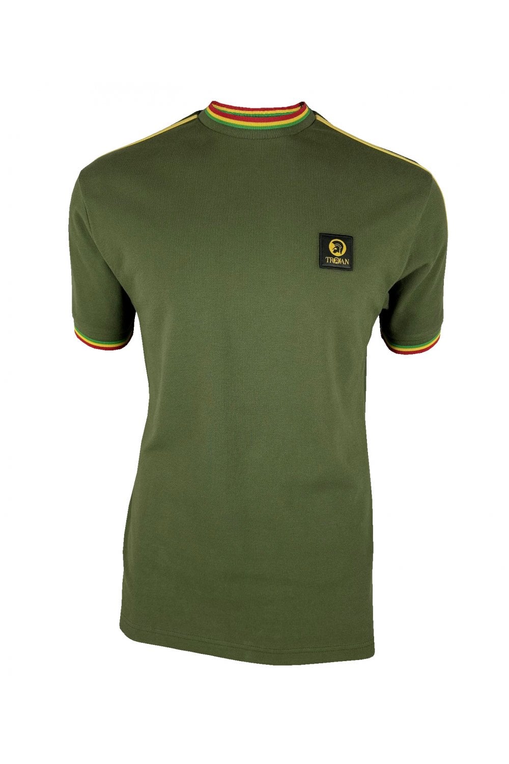 TROJAN Three colour tipped pique tee TC/1042 Army - 108