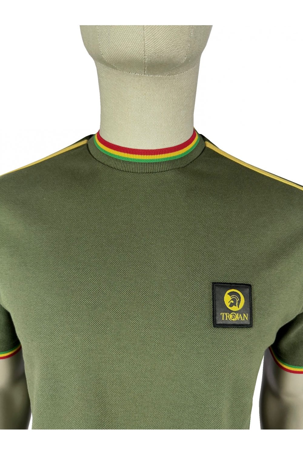 TROJAN Three colour tipped pique tee TC/1042 Army - 108 - Image 2