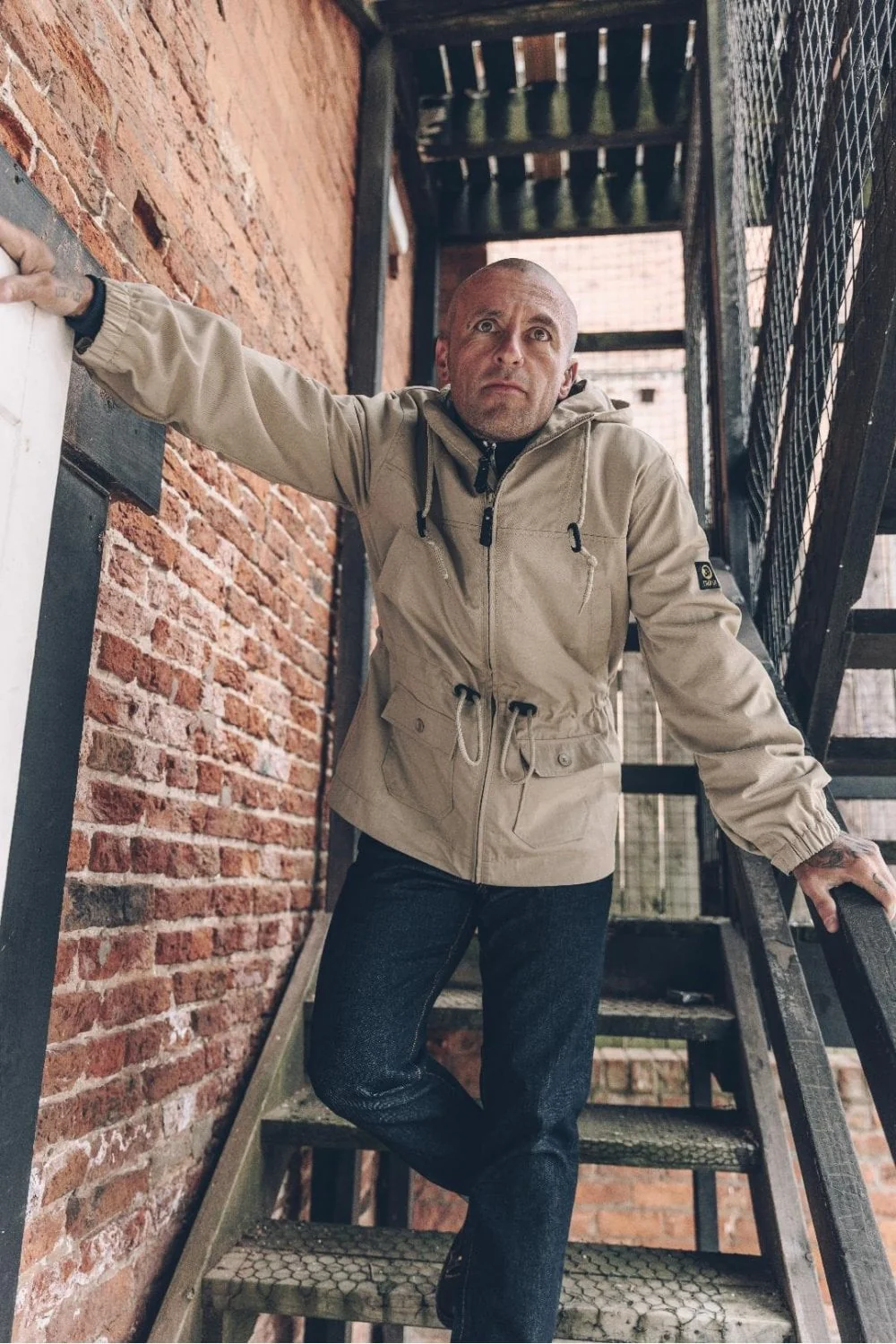 TROJAN Twill Badged Parka Jacket TC/1053 Stone - 628