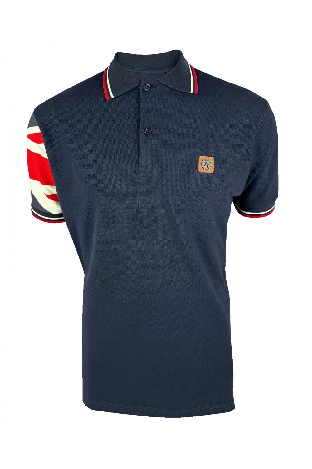 TROJAN Union Jack Flag Sleeve Pique Polo TR/9073 Navy - 013