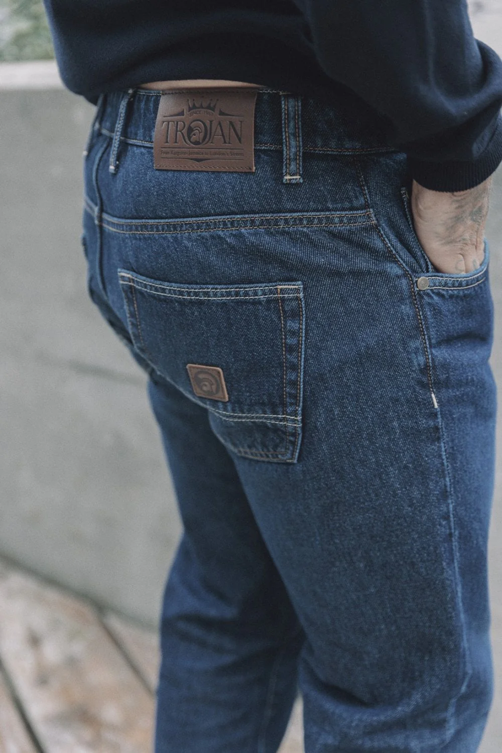 TROJAN Zip Stretch Straight Leg Jeans TC/1022 Mid Wash - 753 - Image 3