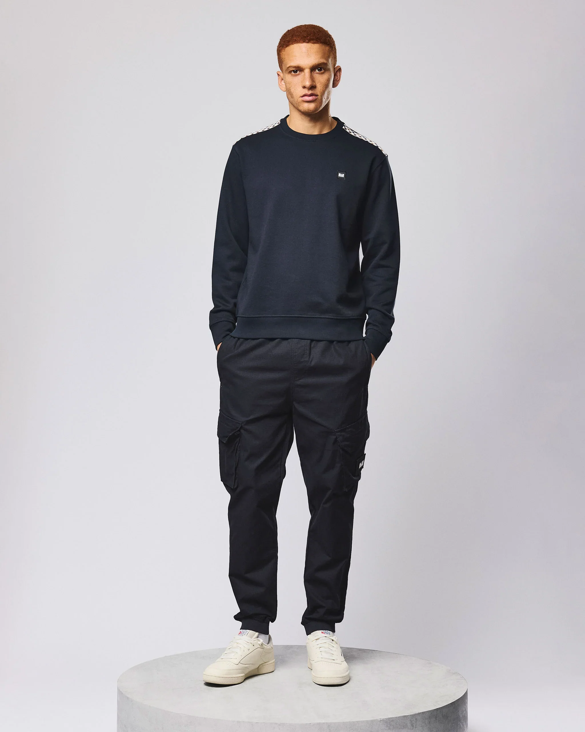 Weekend Offender Beïda Mid House Check Panel Sweater Navy - 412 - Image 3