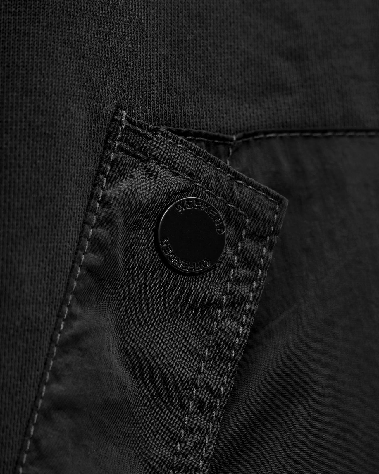 Weekend Offender Daponte Zip Through Hoodie With Parachute Overlay Black - 589 - Image 5