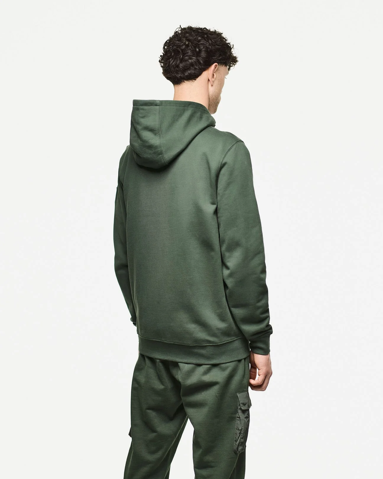 Weekend Offender Daponte Zip Through Hoodie With Parachute Overlay Forest Green - 590 - Image 2