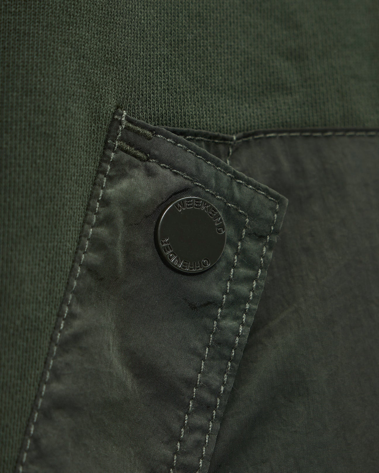 Weekend Offender Daponte Zip Through Hoodie With Parachute Overlay Forest Green - 590 - Image 5