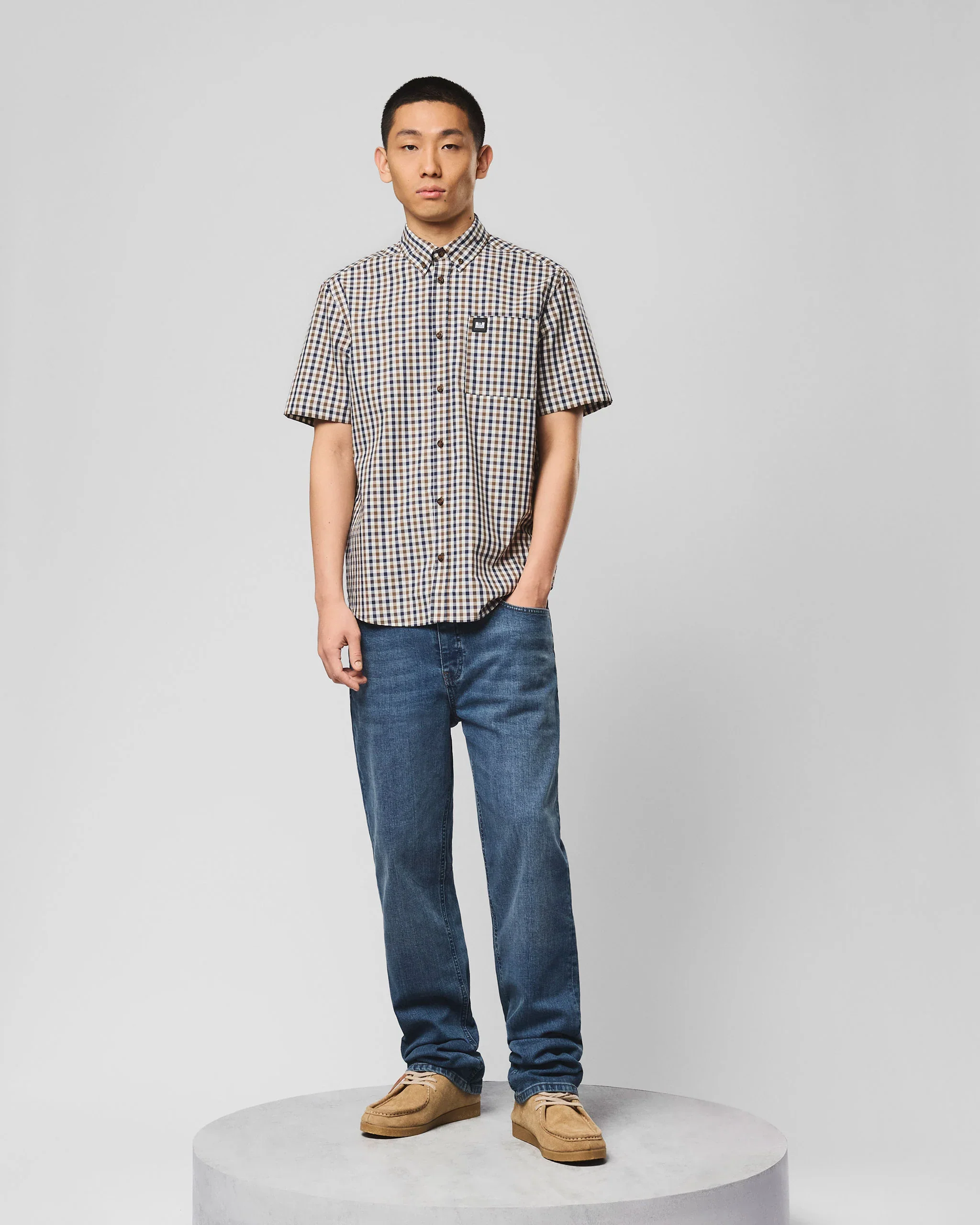Weekend Offender Joyce Short Sleeve Shirt Mid House Check - 393 - Image 4