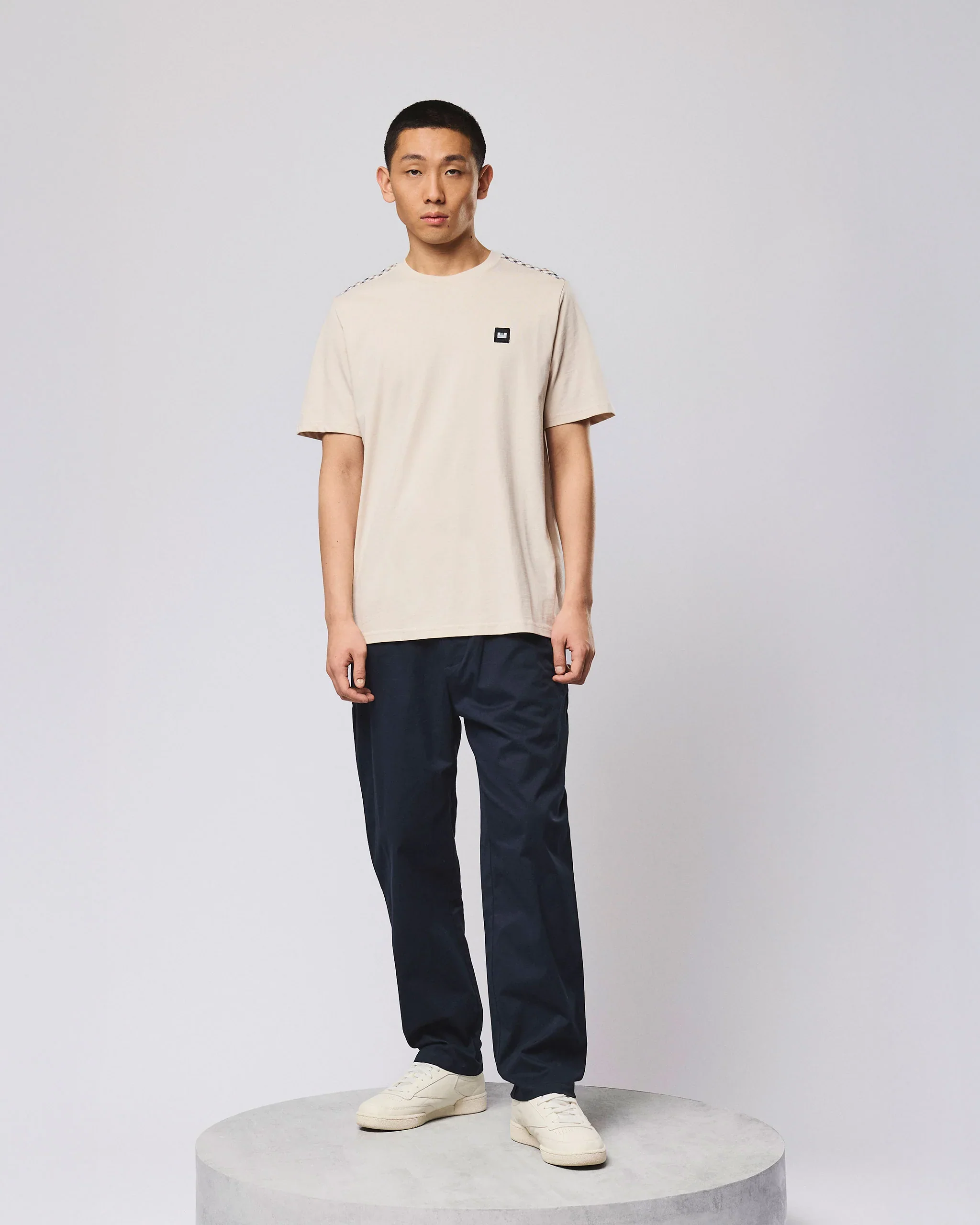 Weekend Offender Medea Tee With House Check Details Cement - 388