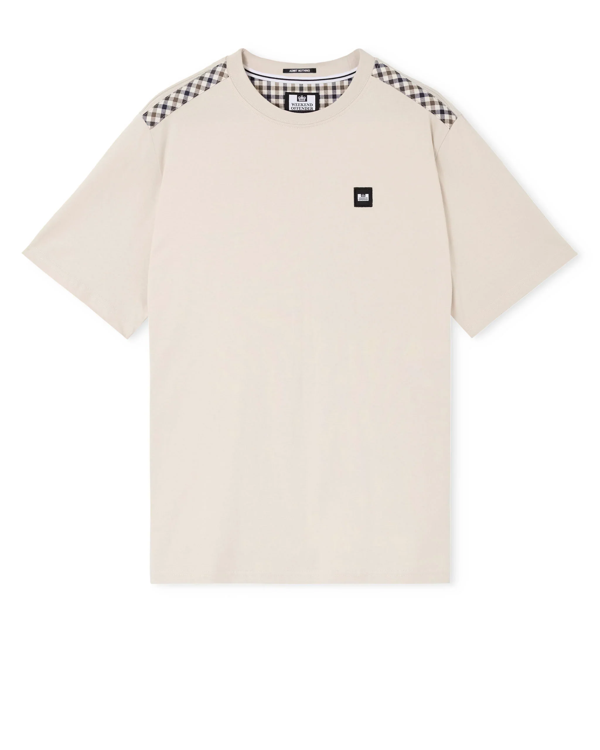 Weekend Offender Medea Tee With House Check Details Cement - 388 - Image 4
