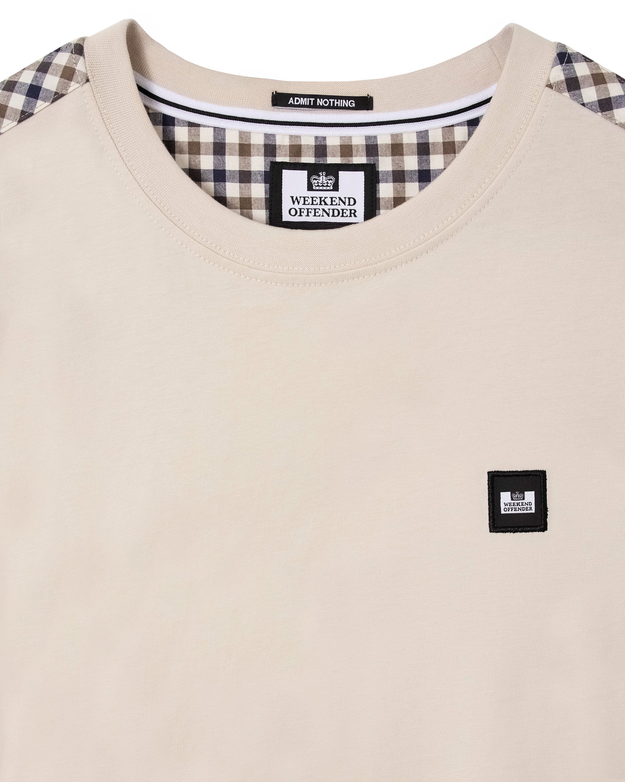 Weekend Offender Medea Tee With House Check Details Cement - 388 - Image 5