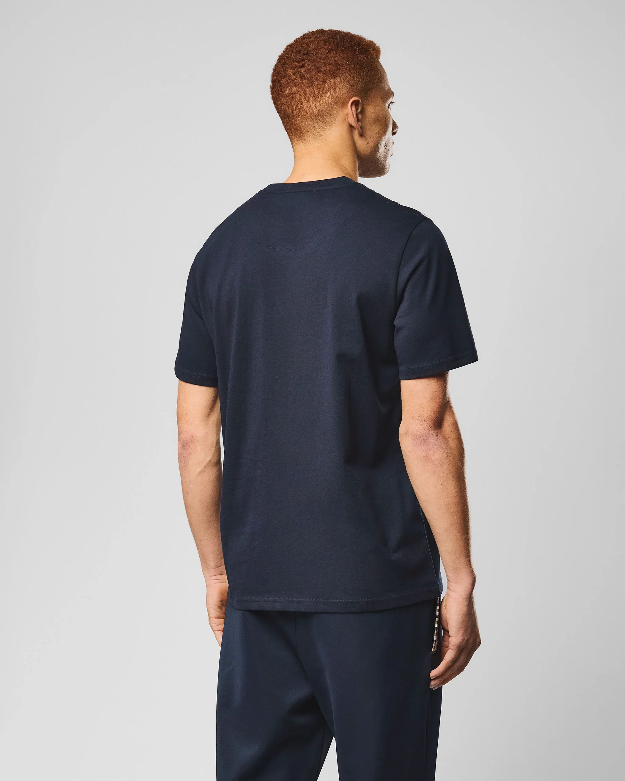 Weekend Offender Medea Tee With House Check Details Navy - 389 - Image 4