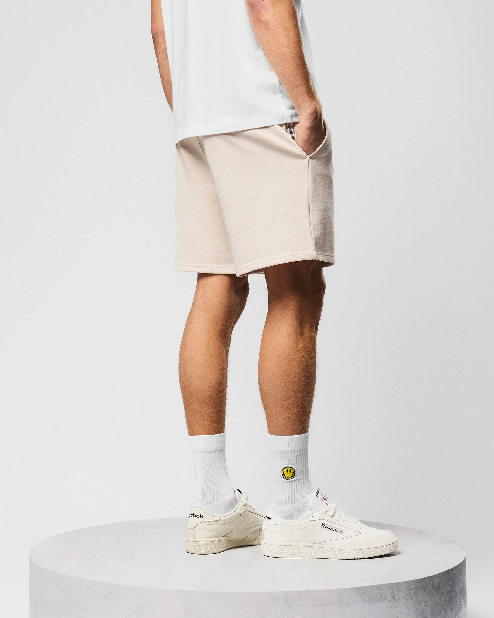 Weekend Offender Missour Check Panelled Shorts Cement - 956 - Image 5