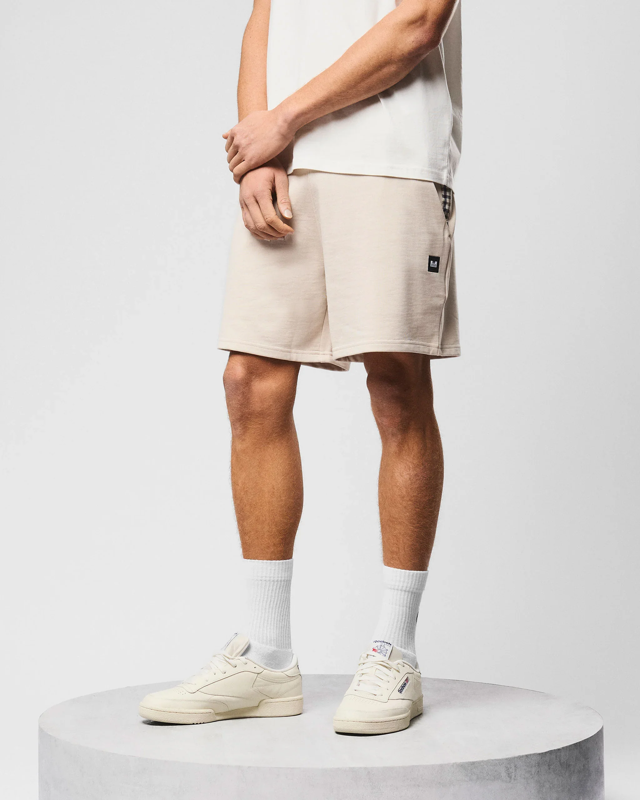 Weekend Offender Missour Check Panelled Shorts Cement - 956 - Image 6