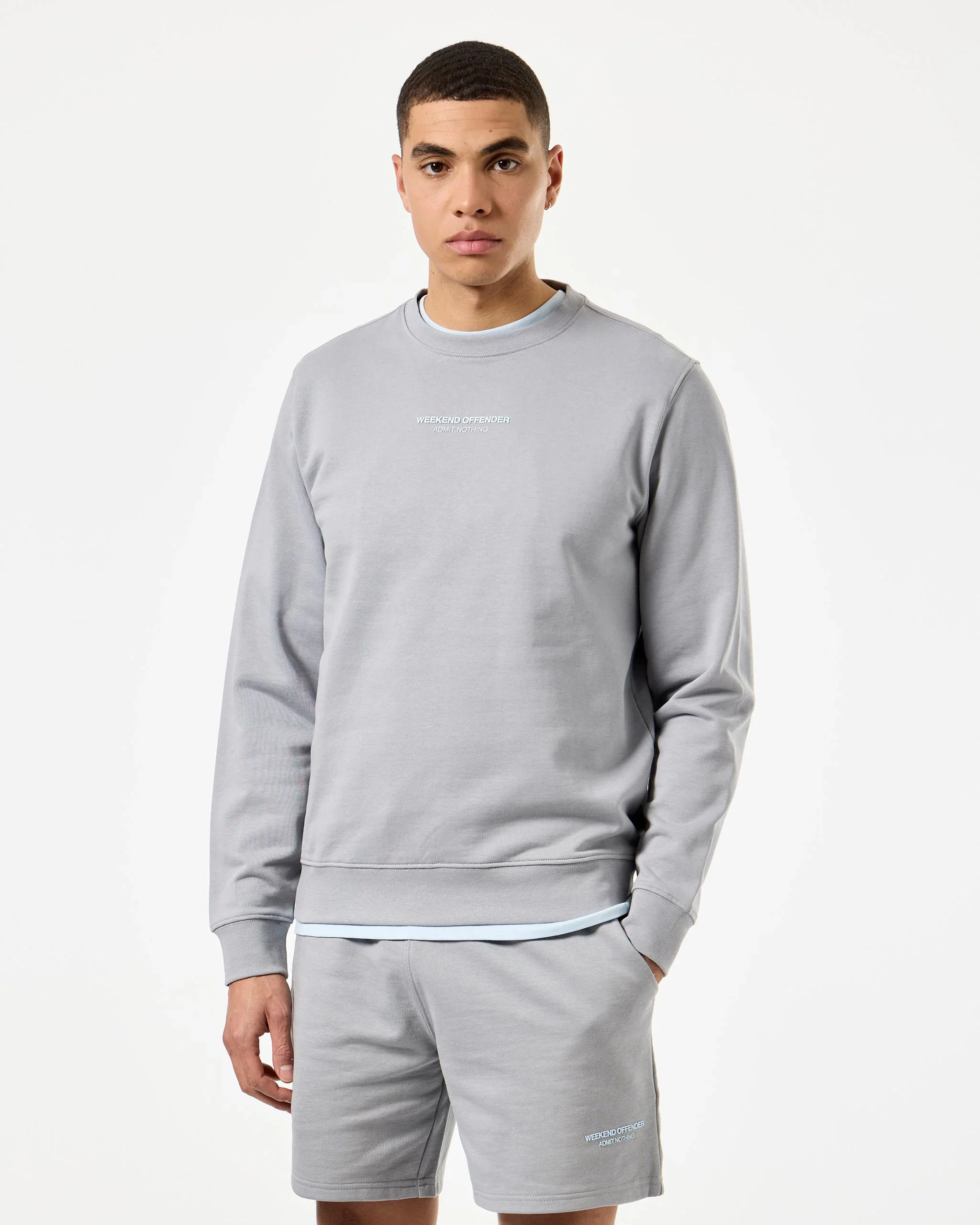 Weekend Offender Raval Sweater Smokey Grey/Ocean Wave Blue - 512 - Image 4