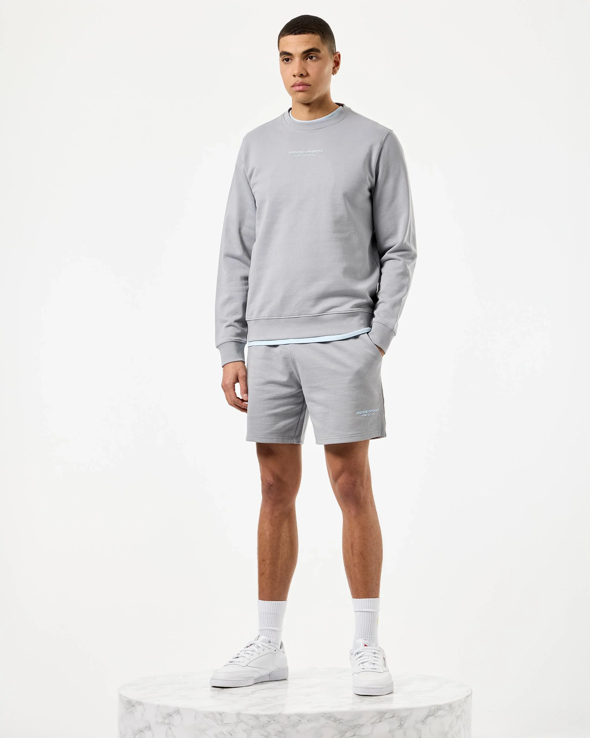 Weekend Offender Raval Sweater Smokey Grey/Ocean Wave Blue - 512 - Image 6