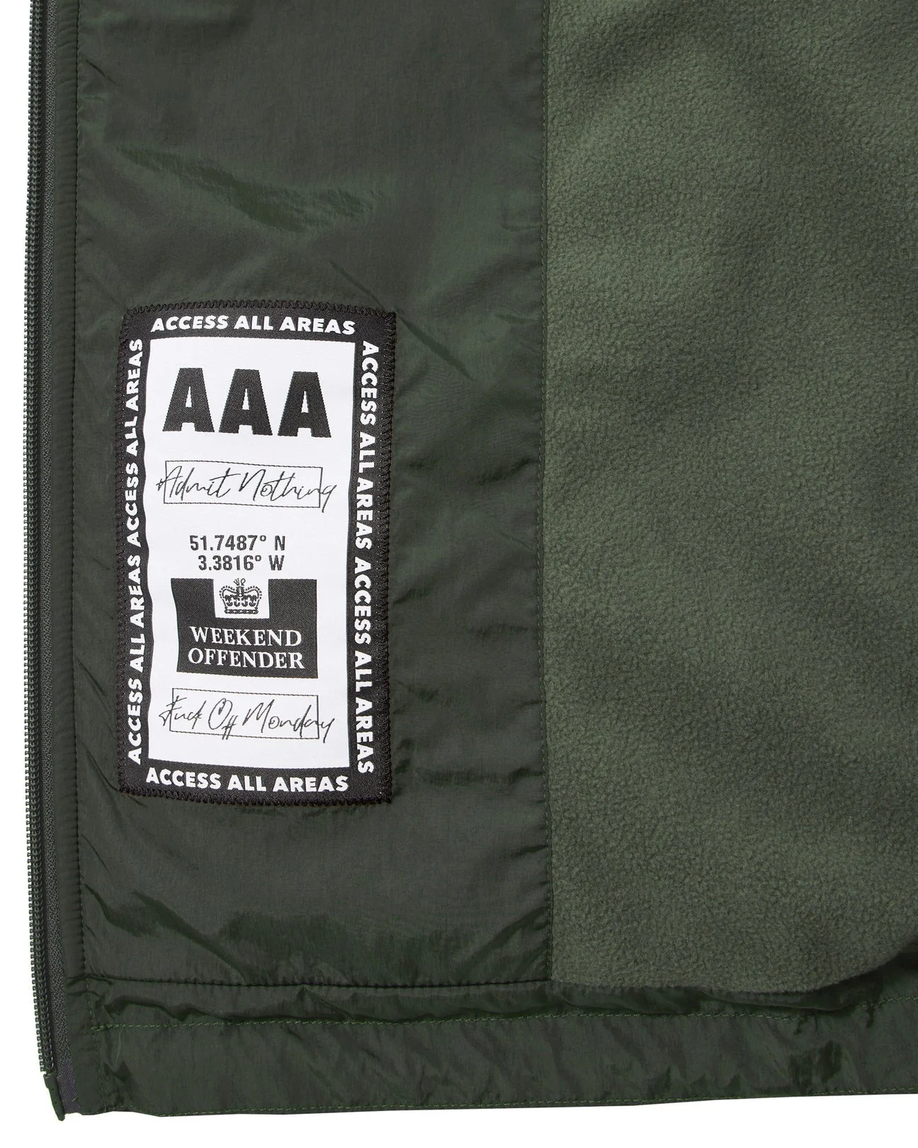 Weekend Offender Technician Fleece Lined Face Mask Jacket Black Forest Green - 673 - Image 8