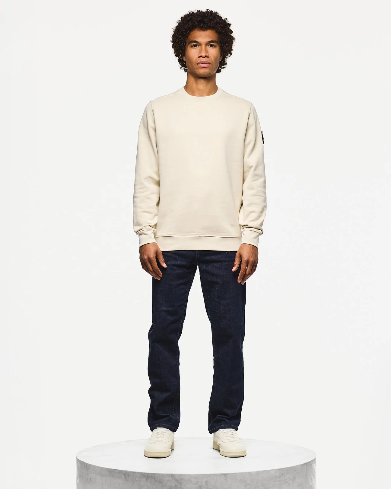 Weekend Offender Thunder Crew Sweater With Parachute Binding Calcium Stone - 534 - Image 2