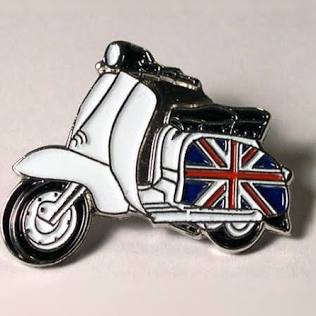 White Scooter Union Jack Pin Badge - B6-24